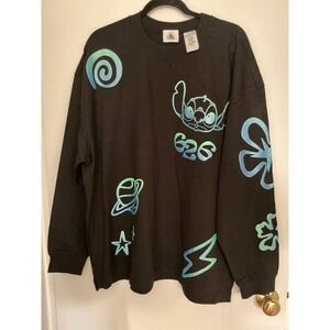 Disney Stitch Black Long Sleeve Shirt Graphic Print 626 XL